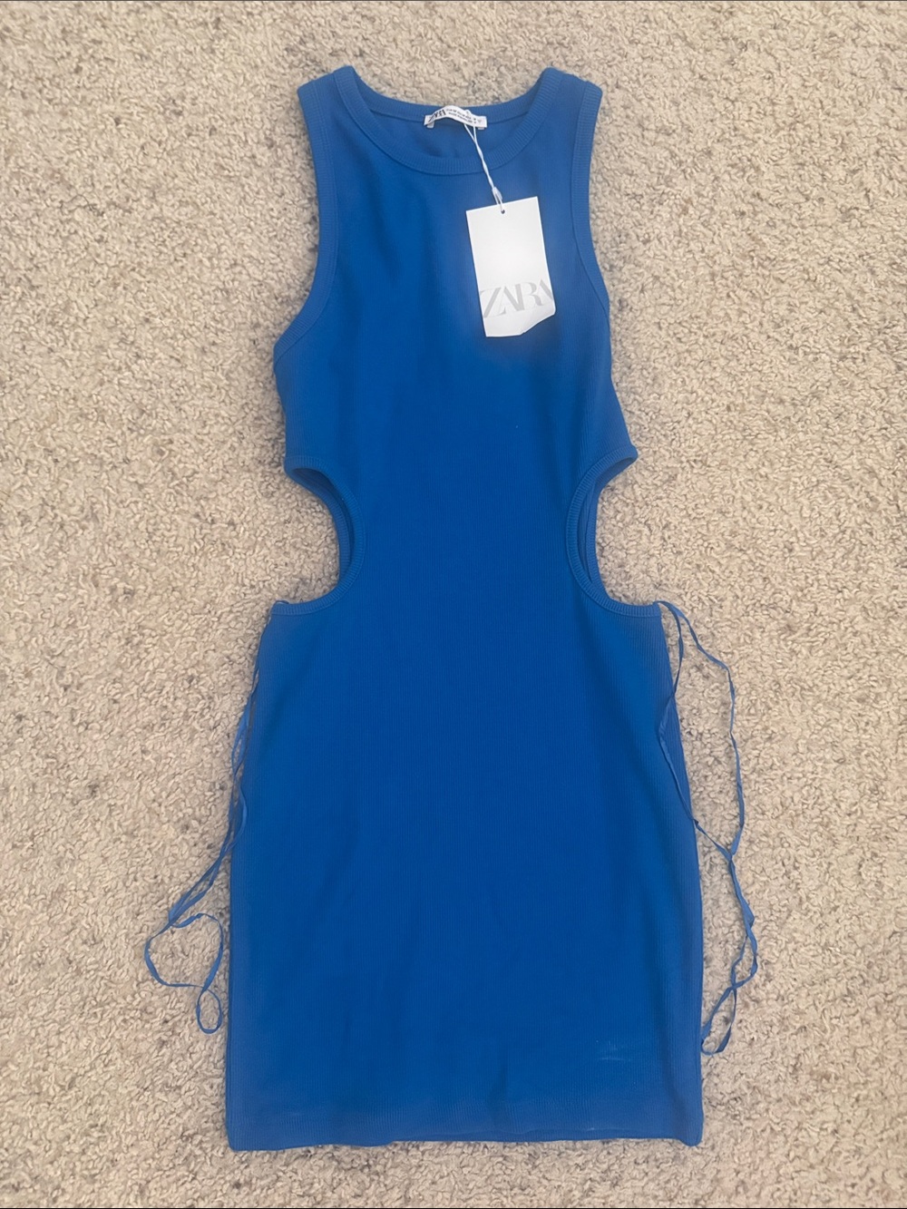 Zara Royal Blue Cutout Tie Bodycon Dress